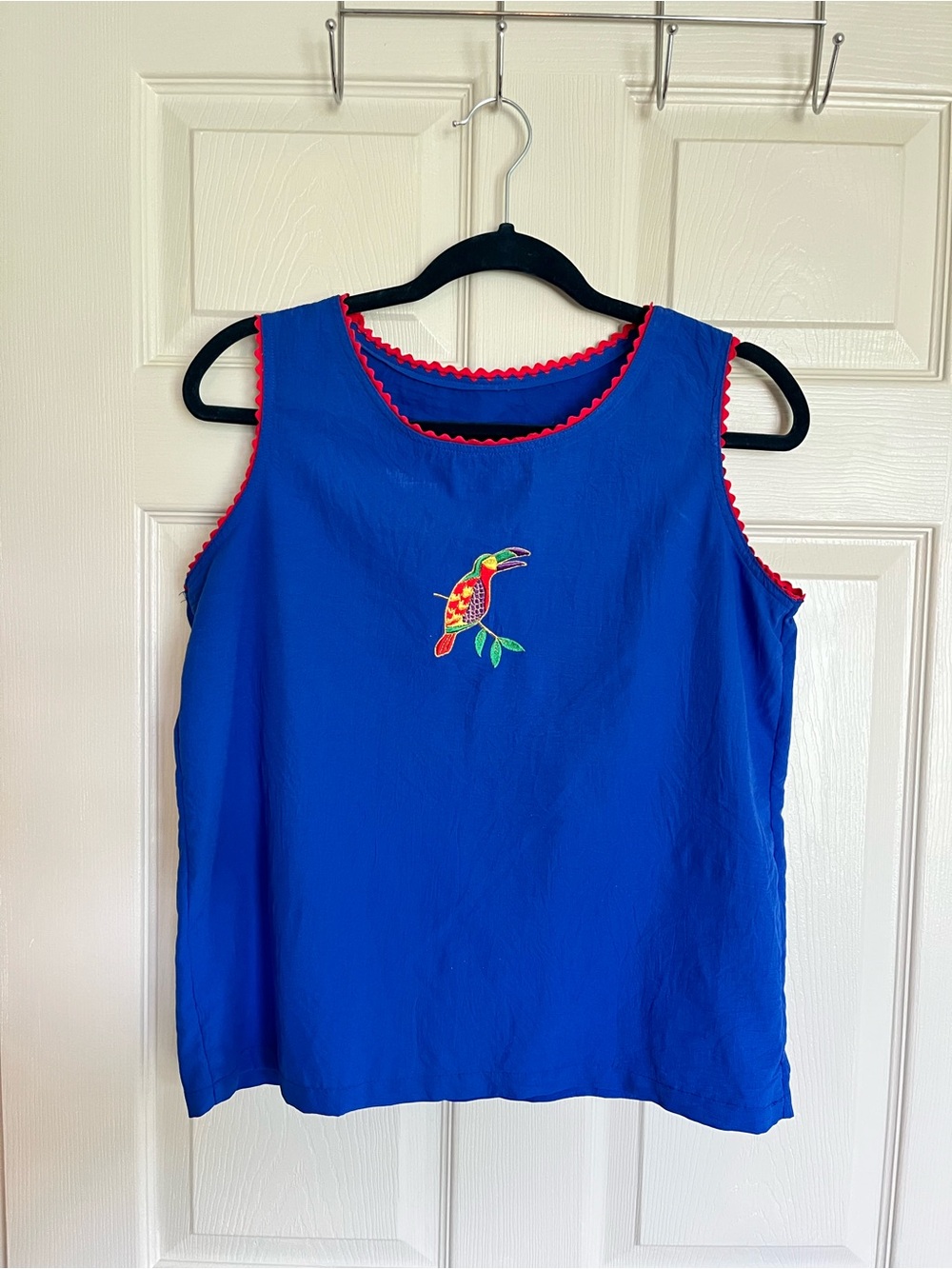 Vintage Embroidered Parrot Tank Top